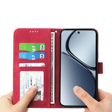 DIERFENG DF-03 For Oppo Reno13 Pro 5G Leather Case Lines Imprint Wallet Phone Cover