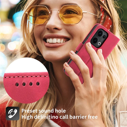 DIERFENG DF-03 For Oppo Reno13 Pro 5G Leather Case Lines Imprint Wallet Phone Cover