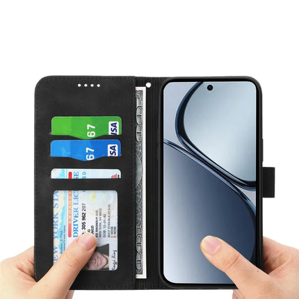 DIERFENG DF-03 For Oppo Reno13 Pro 5G Leather Case Lines Imprint Wallet Phone Cover