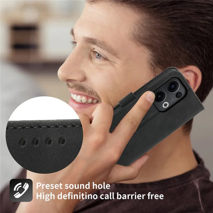 DIERFENG DF-03 For Oppo Reno13 Pro 5G Leather Case Lines Imprint Wallet Phone Cover