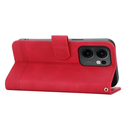 DIERFENG DF-03 For Oppo Reno13 F 5G Leather Case Lines Imprint Wallet Phone Cover