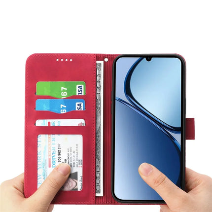 DIERFENG DF-03 For Oppo Reno13 F 5G Leather Case Lines Imprint Wallet Phone Cover