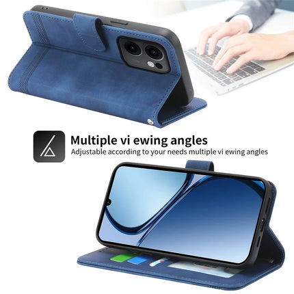 DIERFENG DF-03 For Oppo Reno13 F 5G Leather Case Lines Imprint Wallet Phone Cover