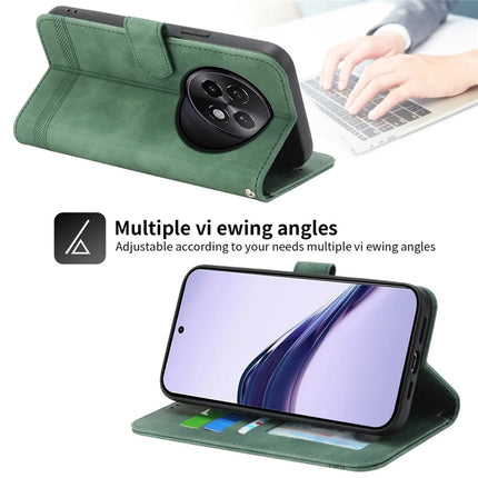 DIERFENG DF-03 For Realme 13+ 5G Leather Case Lines Imprint Wallet Phone Cover