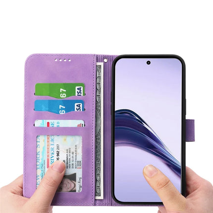 DIERFENG DF-03 For Realme 13+ 5G Leather Case Lines Imprint Wallet Phone Cover