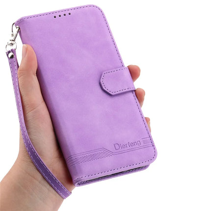 DIERFENG DF-03 For Realme 13+ 5G Leather Case Lines Imprint Wallet Phone Cover
