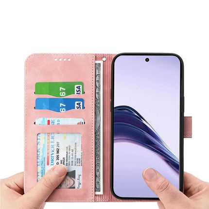 DIERFENG DF-03 For Realme 13+ 5G Leather Case Lines Imprint Wallet Phone Cover