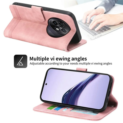 DIERFENG DF-03 For Realme 13+ 5G Leather Case Lines Imprint Wallet Phone Cover