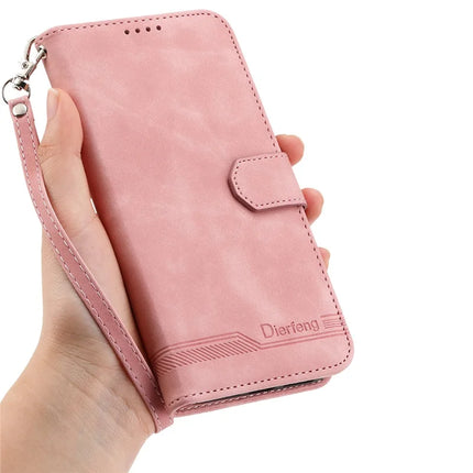DIERFENG DF-03 For Realme 13+ 5G Leather Case Lines Imprint Wallet Phone Cover