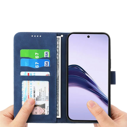 DIERFENG DF-03 For Realme 13+ 5G Leather Case Lines Imprint Wallet Phone Cover