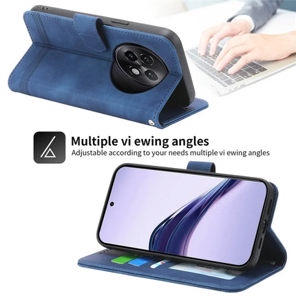 DIERFENG DF-03 For Realme 13+ 5G Leather Case Lines Imprint Wallet Phone Cover