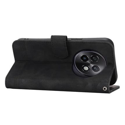 DIERFENG DF-03 For Realme 13+ 5G Leather Case Lines Imprint Wallet Phone Cover