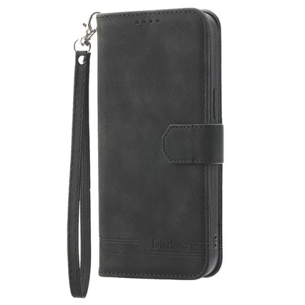 DIERFENG DF-03 For Realme 13+ 5G Leather Case Lines Imprint Wallet Phone Cover