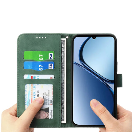 DIERFENG DF-03 For Realme C75  /  Realme V60 Pro Leather Case Lines Imprint Wallet Phone Cover
