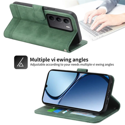 DIERFENG DF-03 For Realme C75  /  Realme V60 Pro Leather Case Lines Imprint Wallet Phone Cover