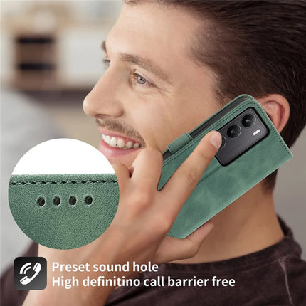DIERFENG DF-03 For Realme C75  /  Realme V60 Pro Leather Case Lines Imprint Wallet Phone Cover