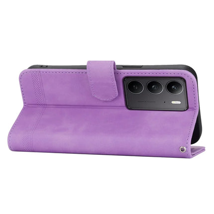 DIERFENG DF-03 For Realme C75  /  Realme V60 Pro Leather Case Lines Imprint Wallet Phone Cover
