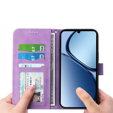 DIERFENG DF-03 For Realme C75  /  Realme V60 Pro Leather Case Lines Imprint Wallet Phone Cover