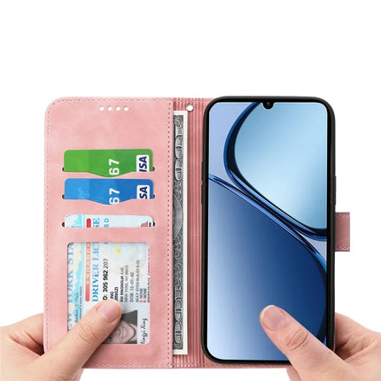 DIERFENG DF-03 For Realme C75  /  Realme V60 Pro Leather Case Lines Imprint Wallet Phone Cover