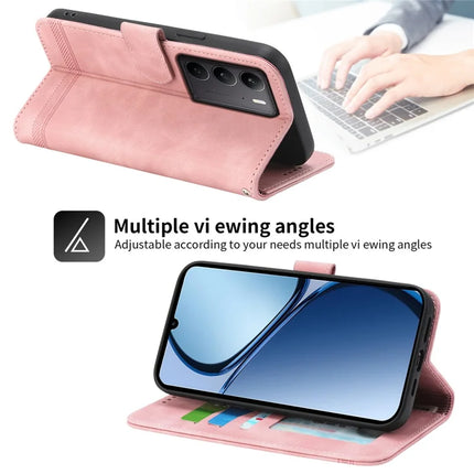 DIERFENG DF-03 For Realme C75  /  Realme V60 Pro Leather Case Lines Imprint Wallet Phone Cover