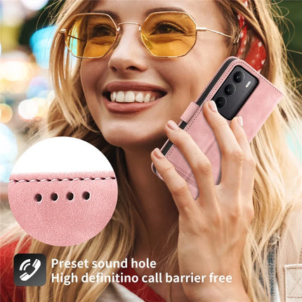 DIERFENG DF-03 For Realme C75  /  Realme V60 Pro Leather Case Lines Imprint Wallet Phone Cover