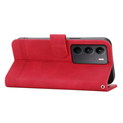 DIERFENG DF-03 For Realme C75  /  Realme V60 Pro Leather Case Lines Imprint Wallet Phone Cover