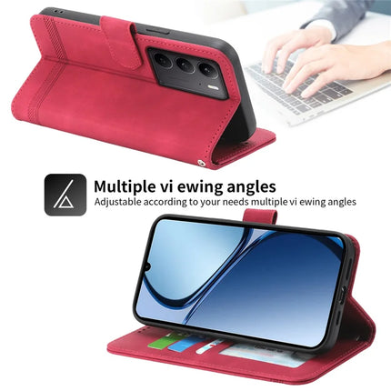 DIERFENG DF-03 For Realme C75  /  Realme V60 Pro Leather Case Lines Imprint Wallet Phone Cover