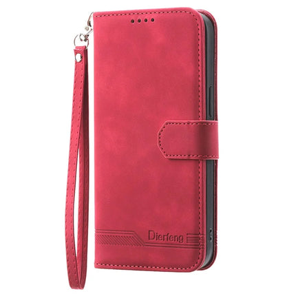 DIERFENG DF-03 For Realme C75  /  Realme V60 Pro Leather Case Lines Imprint Wallet Phone Cover