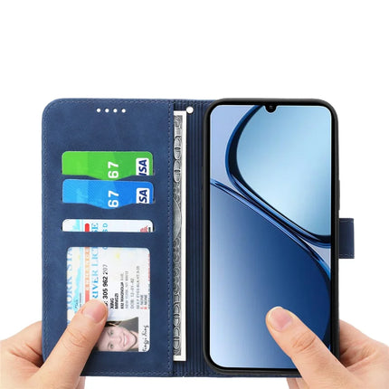 DIERFENG DF-03 For Realme C75  /  Realme V60 Pro Leather Case Lines Imprint Wallet Phone Cover