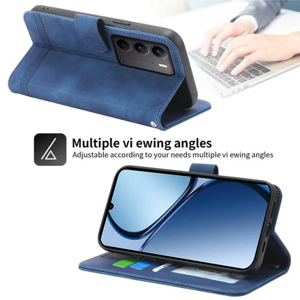 DIERFENG DF-03 For Realme C75  /  Realme V60 Pro Leather Case Lines Imprint Wallet Phone Cover