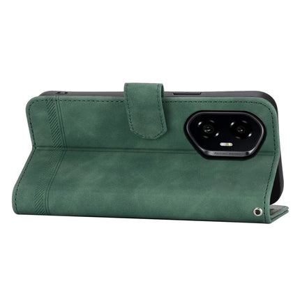 DIERFENG DF-03 For Honor 300 Leather Case Lines Imprint Wallet Phone Cover
