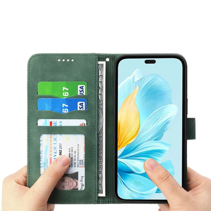 DIERFENG DF-03 For Honor 300 Leather Case Lines Imprint Wallet Phone Cover