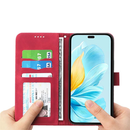 DIERFENG DF-03 For Honor 300 Leather Case Lines Imprint Wallet Phone Cover