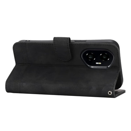 DIERFENG DF-03 For Honor 300 Leather Case Lines Imprint Wallet Phone Cover
