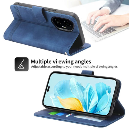 DIERFENG DF-03 For Honor 300 Pro / 300 Ultra Leather Case Lines Imprint Wallet Phone Cover