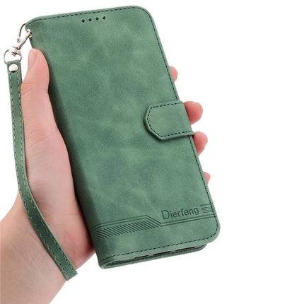 DIERFENG DF-03 For Honor Magic7 Lite 5G / X9c 5G / X60 Pro 5G Leather Case Lines Imprint Wallet Phone Cover