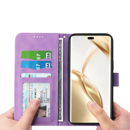 DIERFENG DF-03 For Honor Magic7 Lite 5G / X9c 5G / X60 Pro 5G Leather Case Lines Imprint Wallet Phone Cover