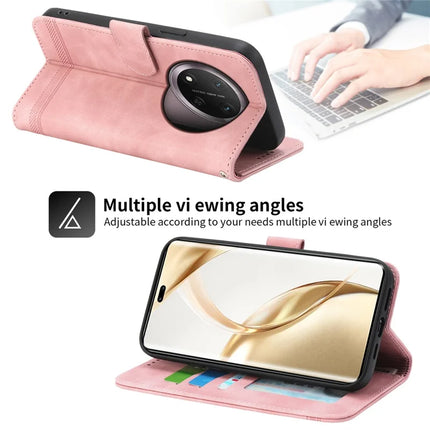DIERFENG DF-03 For Honor Magic7 Lite 5G / X9c 5G / X60 Pro 5G Leather Case Lines Imprint Wallet Phone Cover