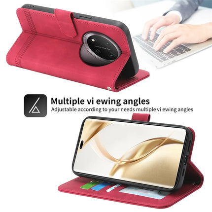 DIERFENG DF-03 For Honor Magic7 Lite 5G / X9c 5G / X60 Pro 5G Leather Case Lines Imprint Wallet Phone Cover
