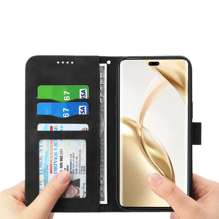 DIERFENG DF-03 For Honor Magic7 Lite 5G / X9c 5G / X60 Pro 5G Leather Case Lines Imprint Wallet Phone Cover