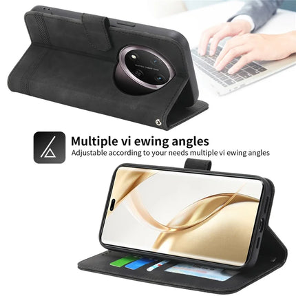 DIERFENG DF-03 For Honor Magic7 Lite 5G / X9c 5G / X60 Pro 5G Leather Case Lines Imprint Wallet Phone Cover