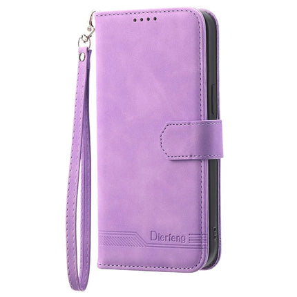 DIERFENG DF-03 For OnePlus 13R 5G Leather Case Lines Imprint Wallet Phone Cover