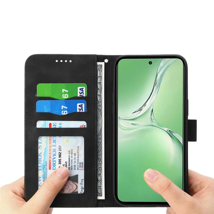 DIERFENG DF-03 For OnePlus 13R 5G Leather Case Lines Imprint Wallet Phone Cover