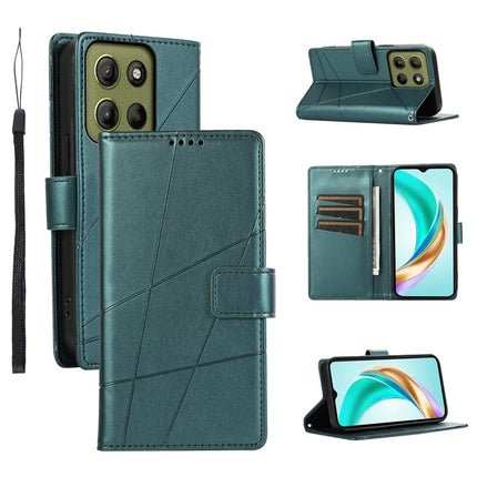 DF-06 For Motorola Moto G15 4G Phone Case Line Imprint Leather Wallet Cover - Green