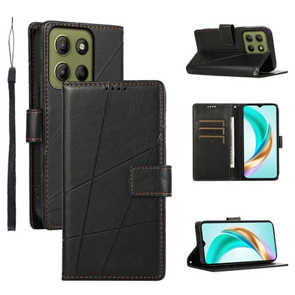 DF-06 For Motorola Moto G15 4G Phone Case Line Imprint Leather Wallet Cover - Black