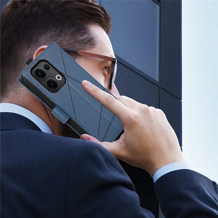 DF-06 For Oppo Reno13 Pro 5G Phone Case Line Imprint Leather Wallet Cover