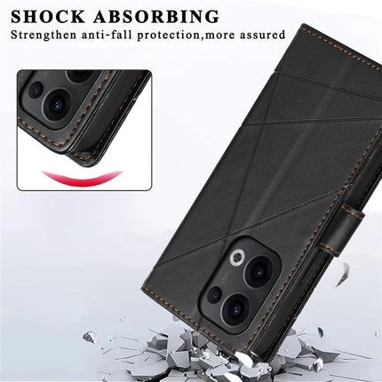 DF-06 For Oppo Reno13 Pro 5G Phone Case Line Imprint Leather Wallet Cover