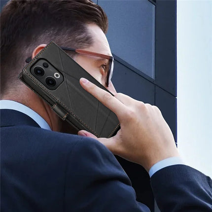 DF-06 For Oppo Reno13 Pro 5G Phone Case Line Imprint Leather Wallet Cover