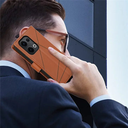 DF-06 For Oppo Reno13 Pro 5G Phone Case Line Imprint Leather Wallet Cover
