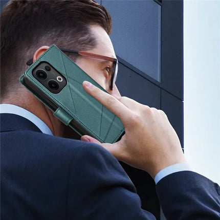 DF-06 For Oppo Reno13 Pro 5G Phone Case Line Imprint Leather Wallet Cover